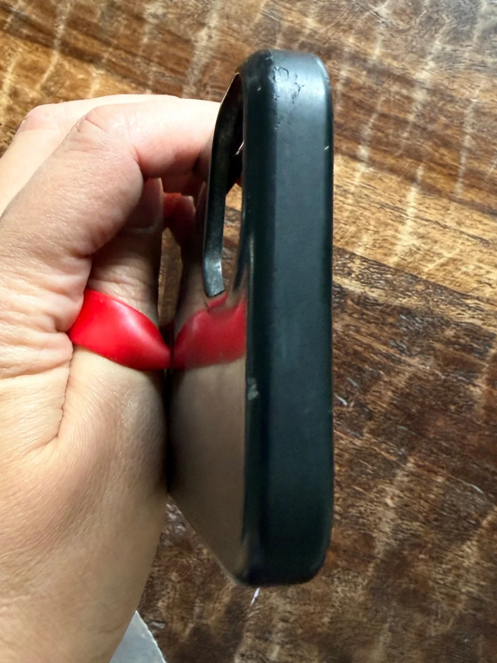 Loopy iPhone 13 Black Phone Case with Red Grip Loop - Righty